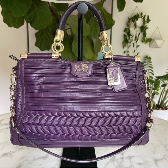 Coach Handbags - NWT Coach Madison Caroline Satchel in Pleated Gathered Leather Aubergine 19848